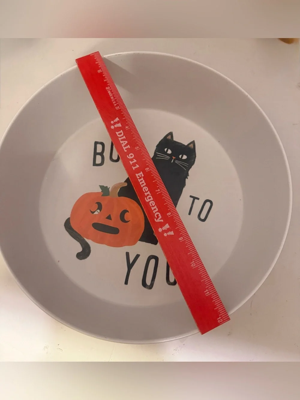 Halloween Cat & Pumpkin Serving Bowl - White and Orange Halloween Candy Bowl